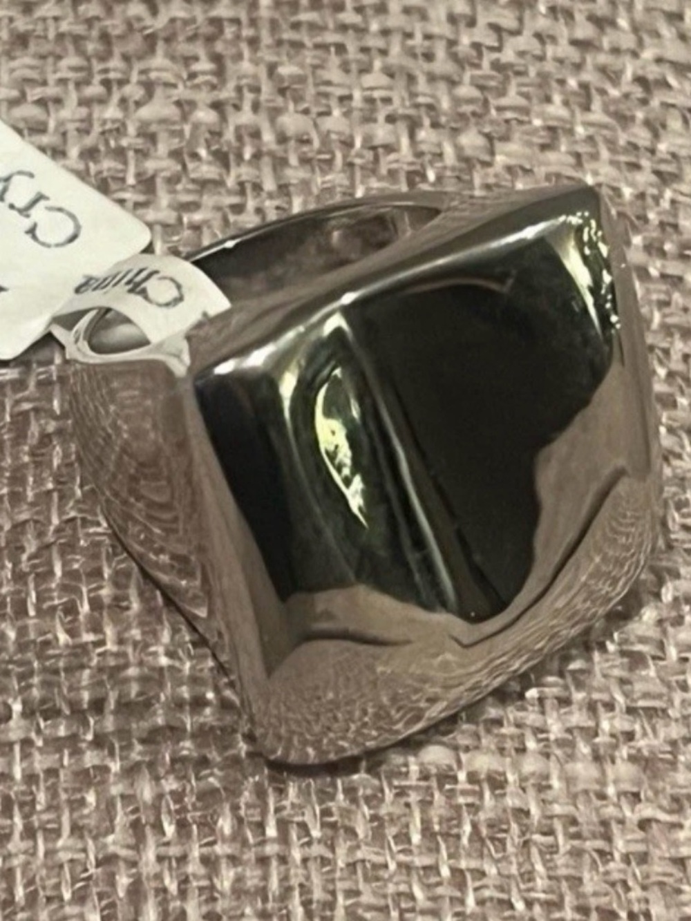 Traci Lynn Polished Silver-Tone Square Signet Ring Size 6